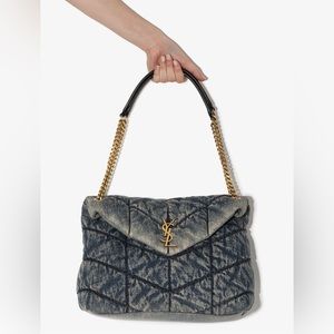 YSL Loulou Puffer Denim Medium Shoulder Bag